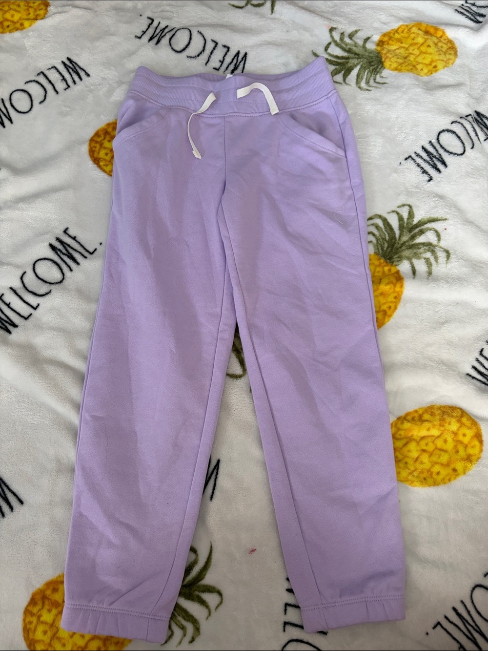 Kids Lavender Jogger Sweatpants with Drawstring 6/7 small
